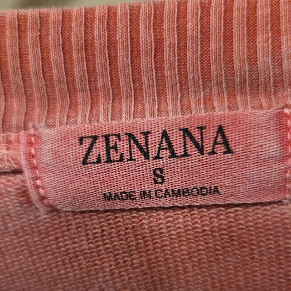 Zenana Washed Coral Pullover Sweatshirt Crewneck Long Sleeve Size S - Picture 2 of 5